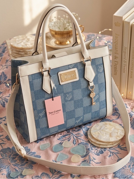 Juicy Couture Handbags - Juicy Couture "Miss Independent" Denim Checkered Tote